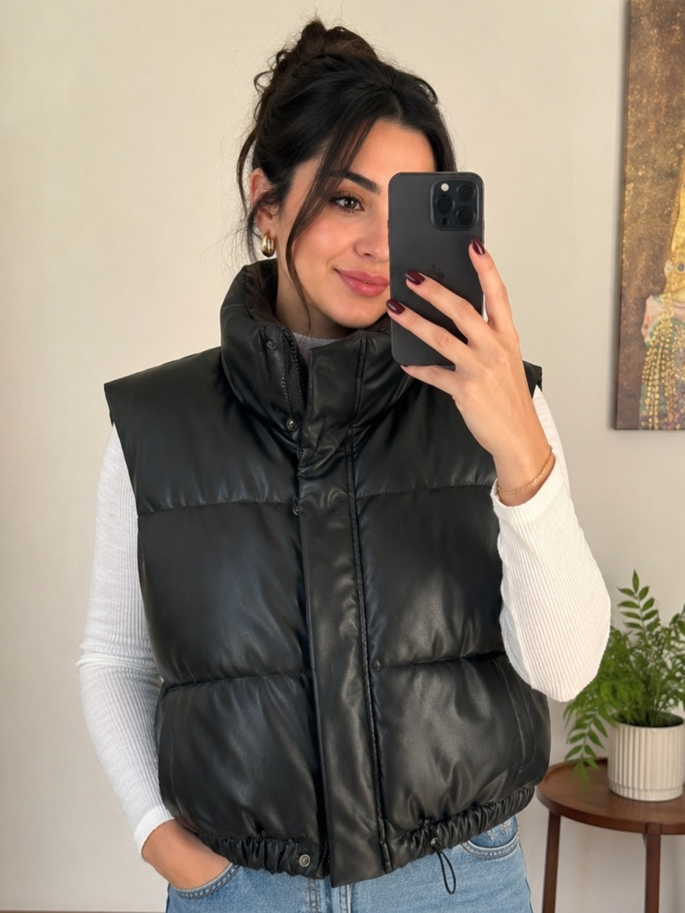 Zara Black Quilted Puffer Vest